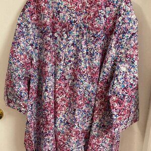 Roamans floral blue & pink button up cotton shirt